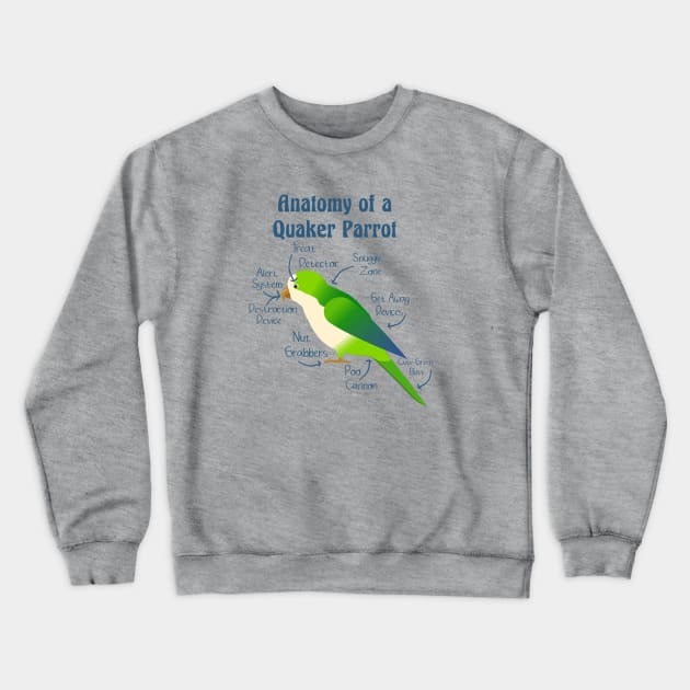 Anatomy of Quaker Parrot Monk Parakeet Crewneck Sweatshirt by Einstein Parrot